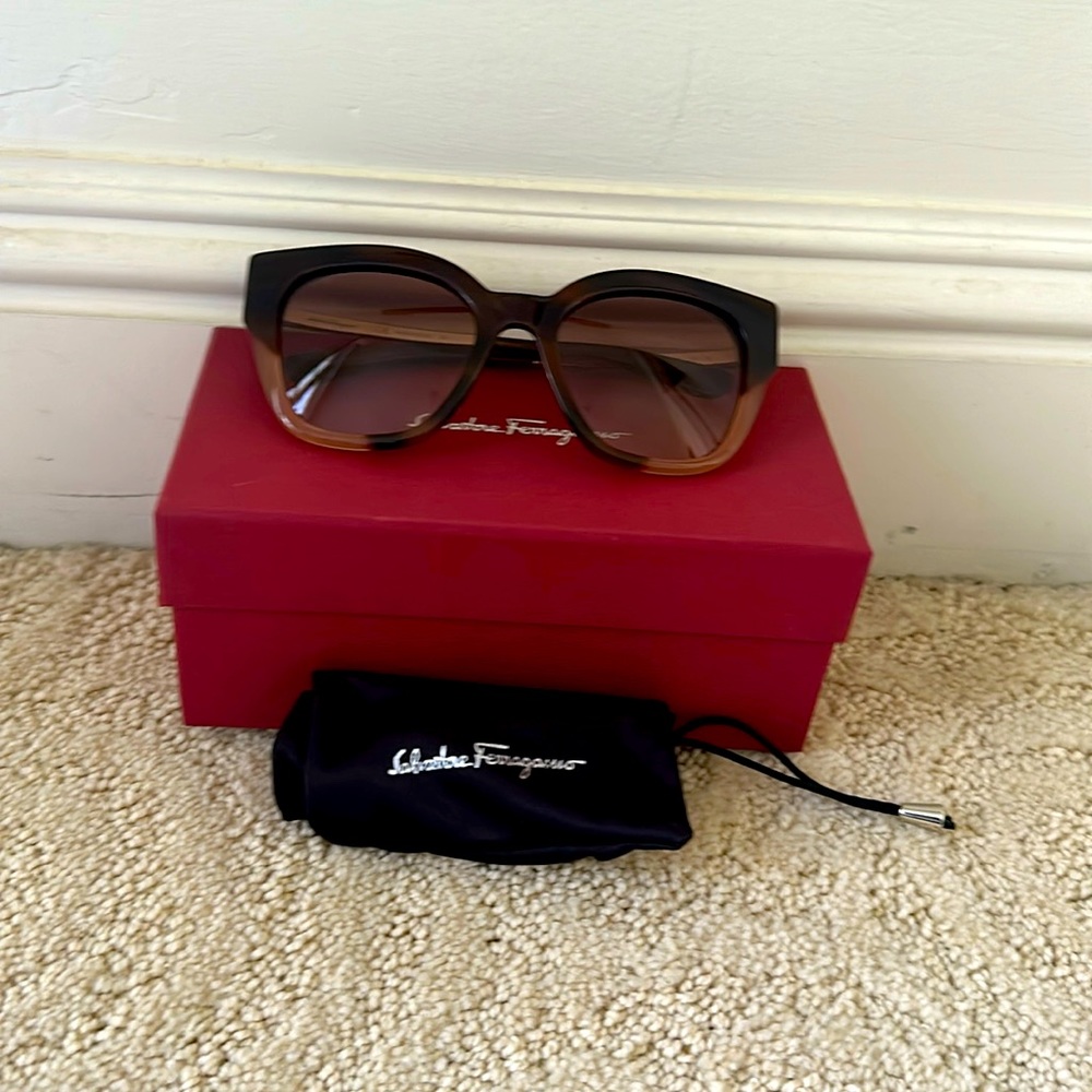 Ferragamo sunglasses - vintage Havana brown and gold 56mm cat eye